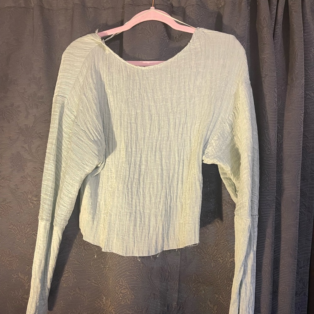 Topshop blue/grey structured blouse. US Size 6. Purchased in London🇬🇧 Like new